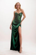 Elegant Mermaid Sweep Brush Train Elastic Silk like Satin Prom Dress for Prom