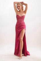 Elegant Mermaid Sweep Brush Train Elastic Silk like Satin Prom Dress for Prom