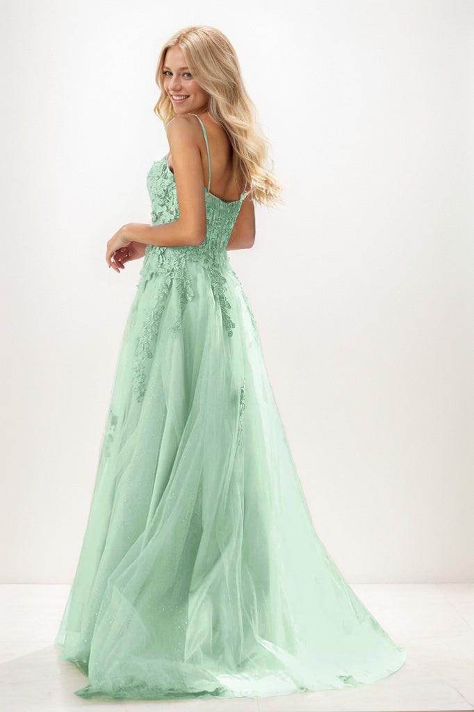 Elegant Sweetheart Spaghetti Straps Applique A Line Tulle for Prom