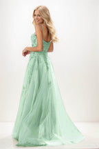 Elegant Sweetheart Spaghetti Straps Applique A Line Tulle for Prom