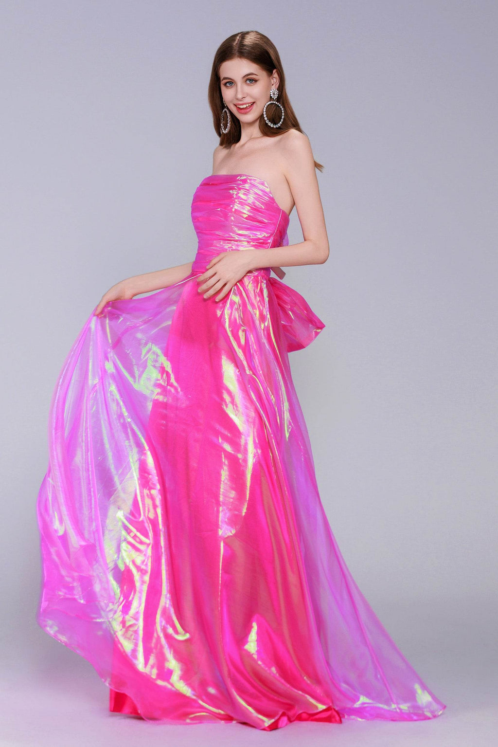 Elegant A Line Sweep Brush Train Organza Prom Dress for Prom