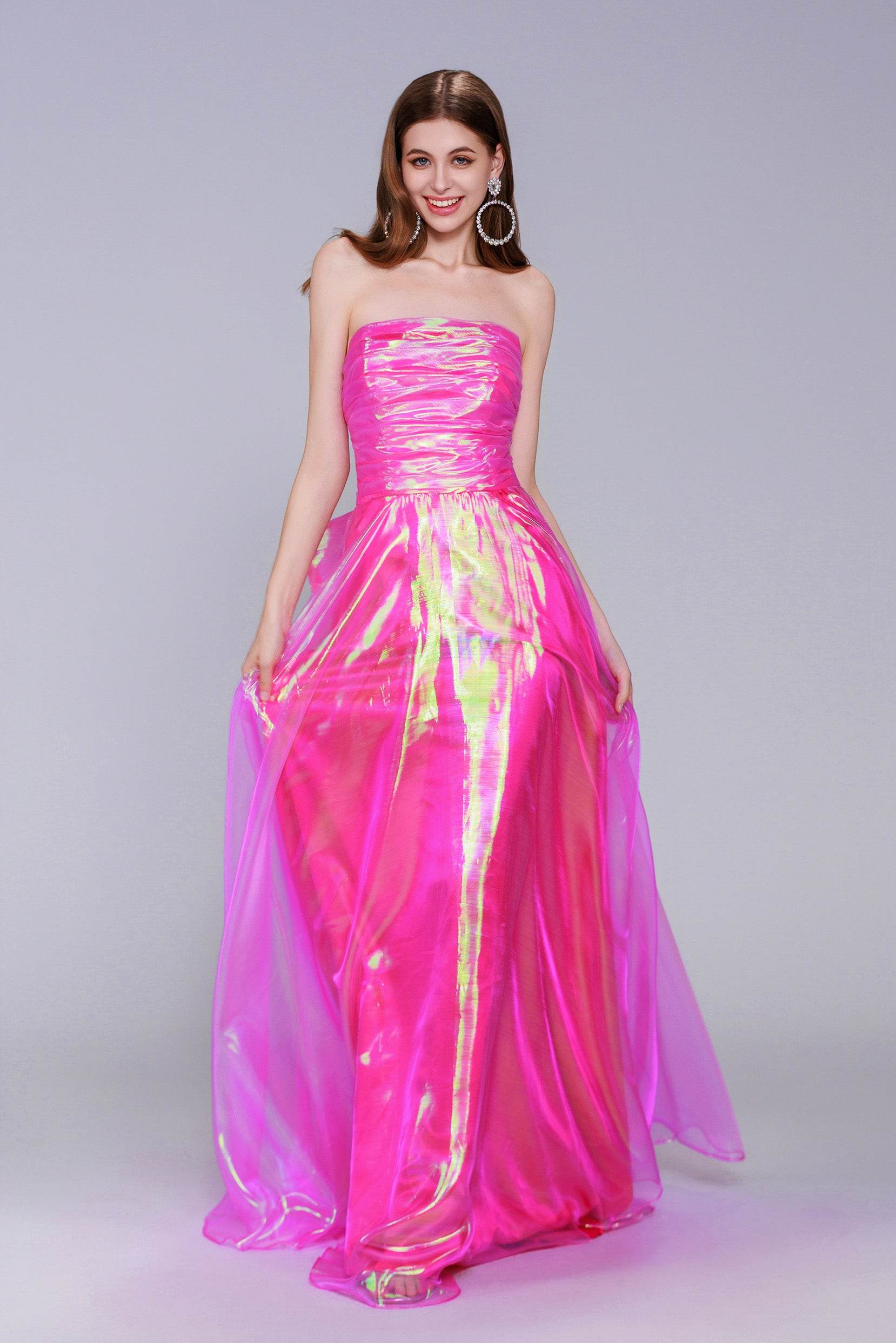 Elegant A Line Sweep Brush Train Organza Prom Dress for Prom