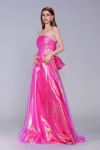 Elegant A Line Sweep Brush Train Organza Prom Dress for Prom