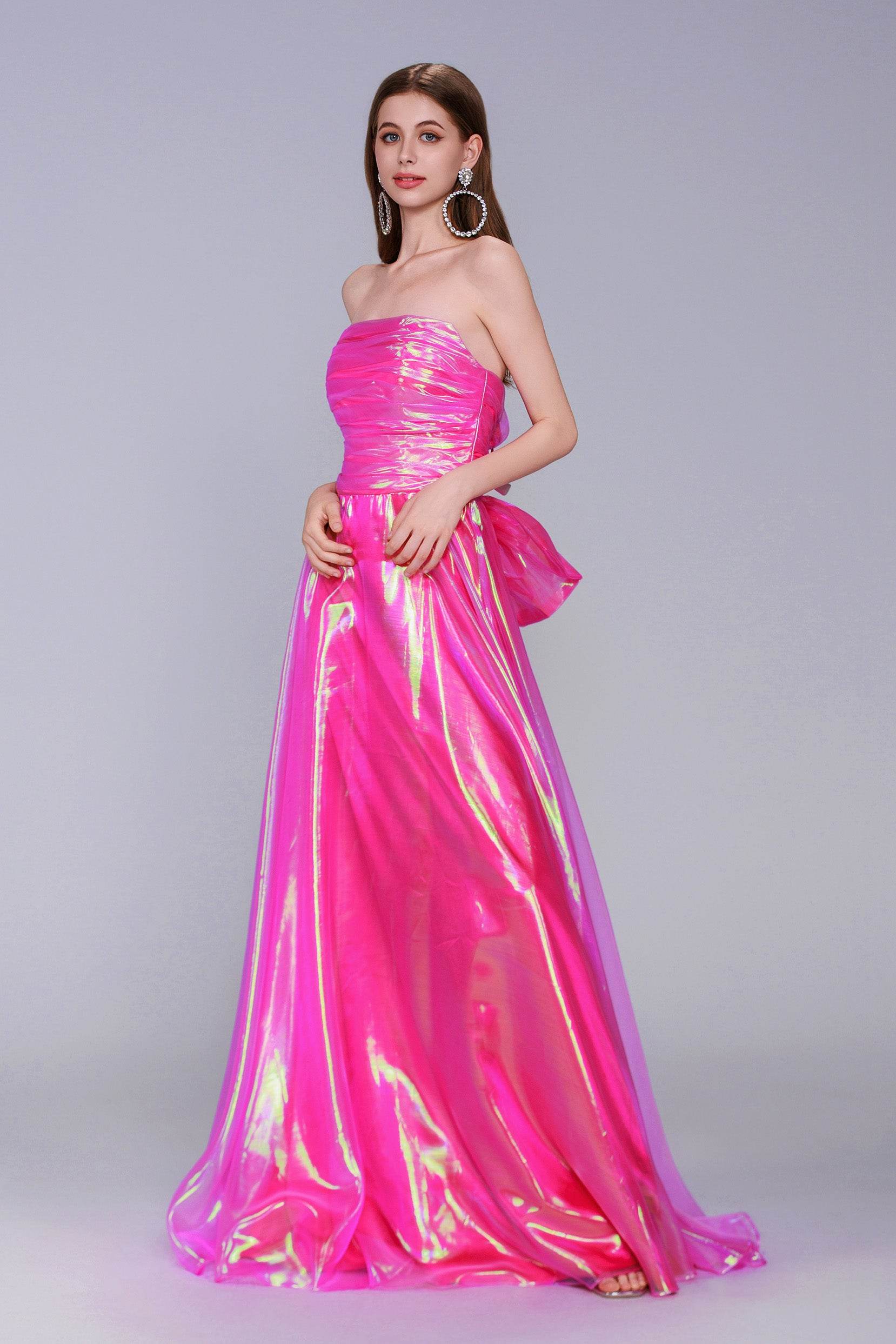Elegant A Line Sweep Brush Train Organza Prom Dress for Prom
