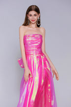 Elegant A Line Sweep Brush Train Organza Prom Dress for Prom
