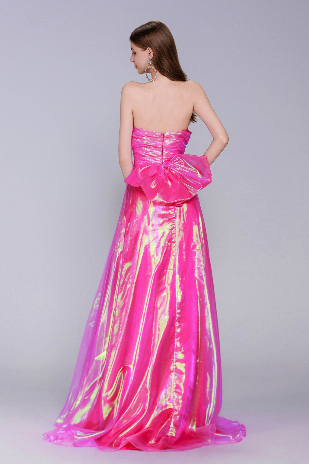 Elegant A Line Sweep Brush Train Organza Prom Dress for Prom