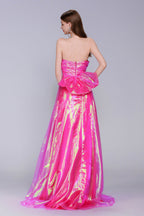 Elegant A Line Sweep Brush Train Organza Prom Dress for Prom