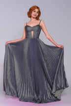Elegant A Line Maxi Metallic Prom Dress for Prom