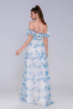 Elegant A Line Maxi Printed Gauze Prom Dress for Prom