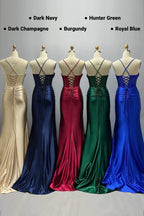 Elegant Sheath Column Maxi Stretch Satin Prom Dress for Prom