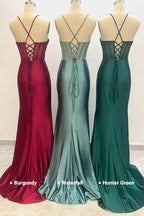 Elegant Sheath Column Maxi Stretch Satin Prom Dress for Prom