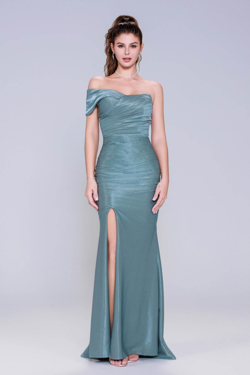 Elegant Sheath Column Maxi Stretch Crepe Prom Dress for Prom