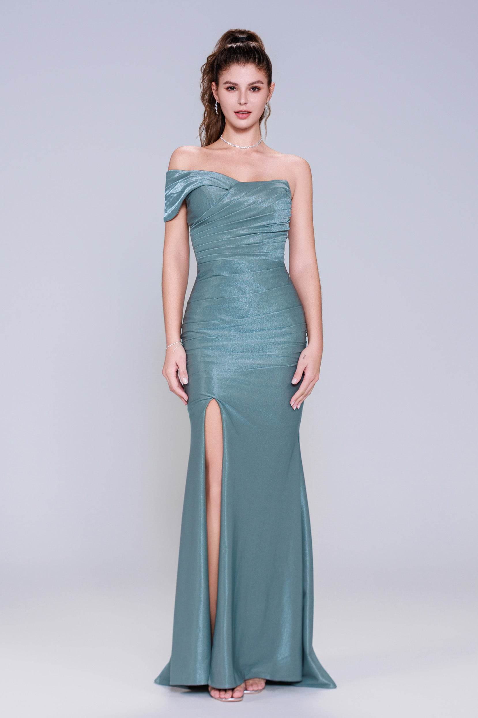 Elegant Sheath Column Maxi Stretch Crepe Prom Dress for Prom