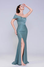Elegant Sheath Column Maxi Stretch Crepe Prom Dress for Prom