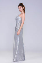 Elegant Sheath Column Maxi Hot Stamping Cloth Prom Dress for Prom