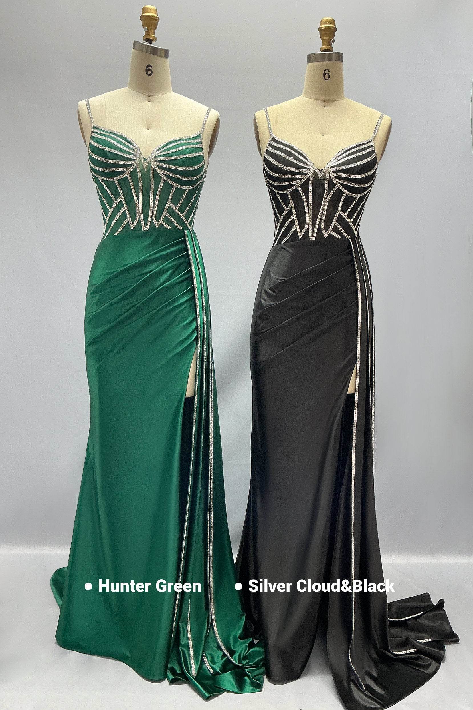 Elegant Sheath Column Sweep Brush Train Stretch Satin Prom Dress for Prom