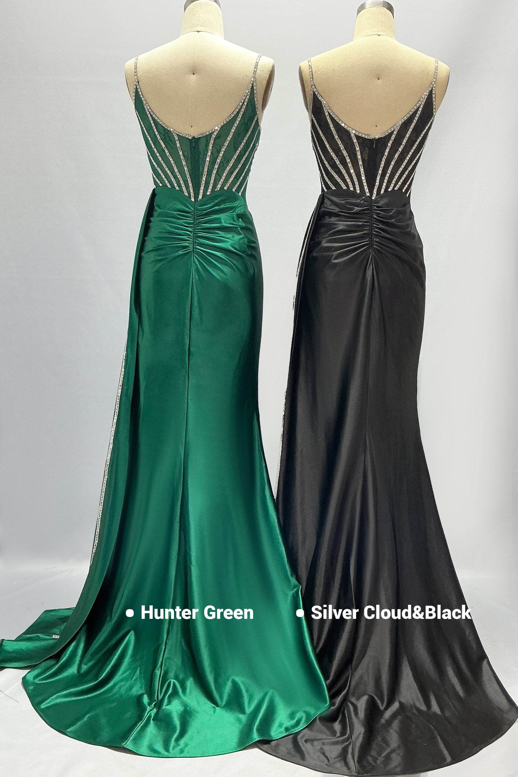 Elegant Sheath Column Sweep Brush Train Stretch Satin Prom Dress for Prom