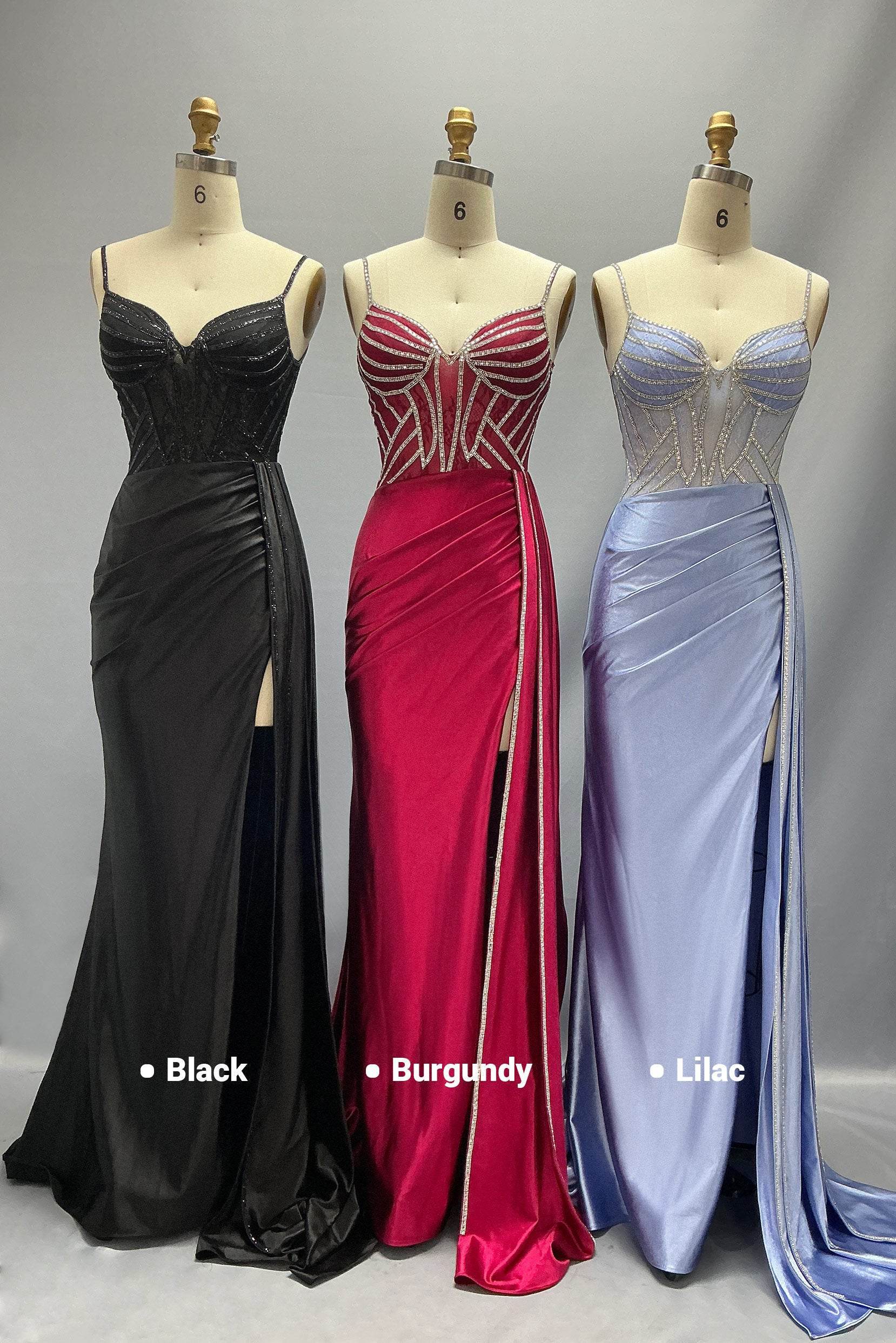 Elegant Sheath Column Sweep Brush Train Stretch Satin Prom Dress for Prom