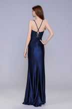 Elegant Sheath Column Maxi Stretch Satin Prom Dress for Prom