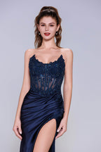 Elegant Sheath Column Sweep Brush Train Stretch Satin Prom Dress for Prom