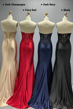 Elegant Sheath Column Sweep Brush Train Stretch Satin Prom Dress for Prom