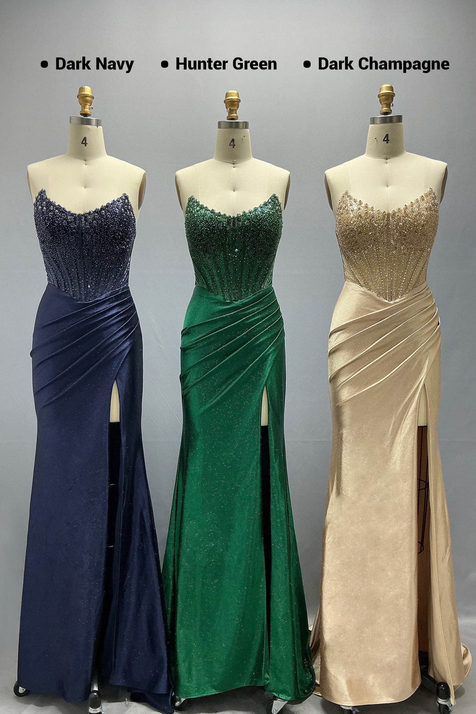 Elegant Sheath Column Sweep Brush Train Stretch Satin Prom Dress for Prom