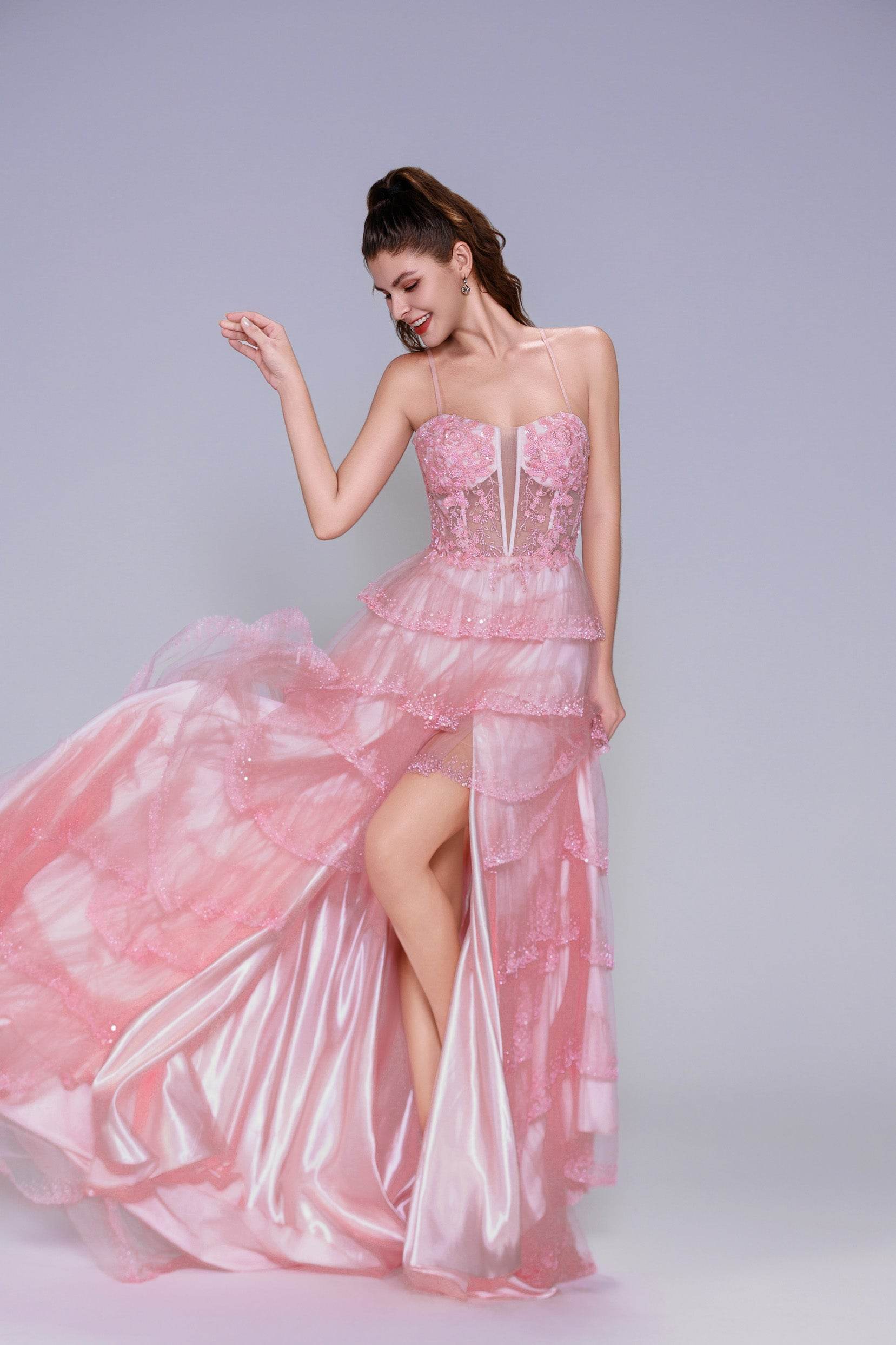 Elegant Ball Gown Sweep Brush Train Tulle Prom Dress for Prom