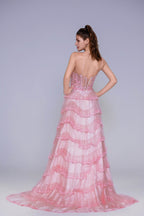 Elegant Ball Gown Sweep Brush Train Tulle Prom Dress for Prom
