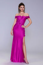 Elegant Sheath Column Sweep Brush Train Stretch Satin Prom Dress for Prom