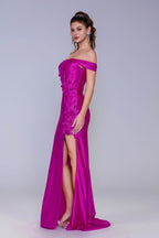 Elegant Sheath Column Sweep Brush Train Stretch Satin Prom Dress for Prom
