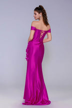 Elegant Sheath Column Sweep Brush Train Stretch Satin Prom Dress for Prom