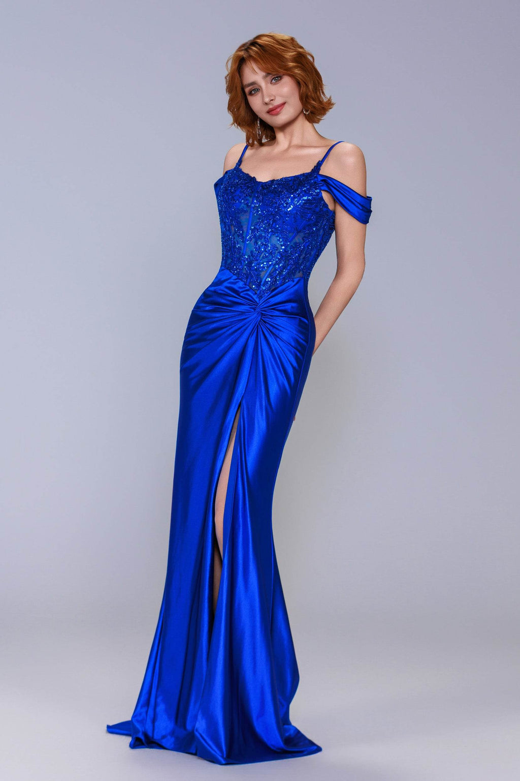 Elegant Sheath Column Sweep Brush Train Stretch Satin Prom Dress for Prom
