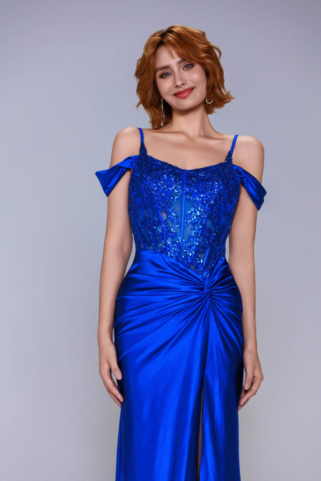Elegant Sheath Column Sweep Brush Train Stretch Satin Prom Dress for Prom