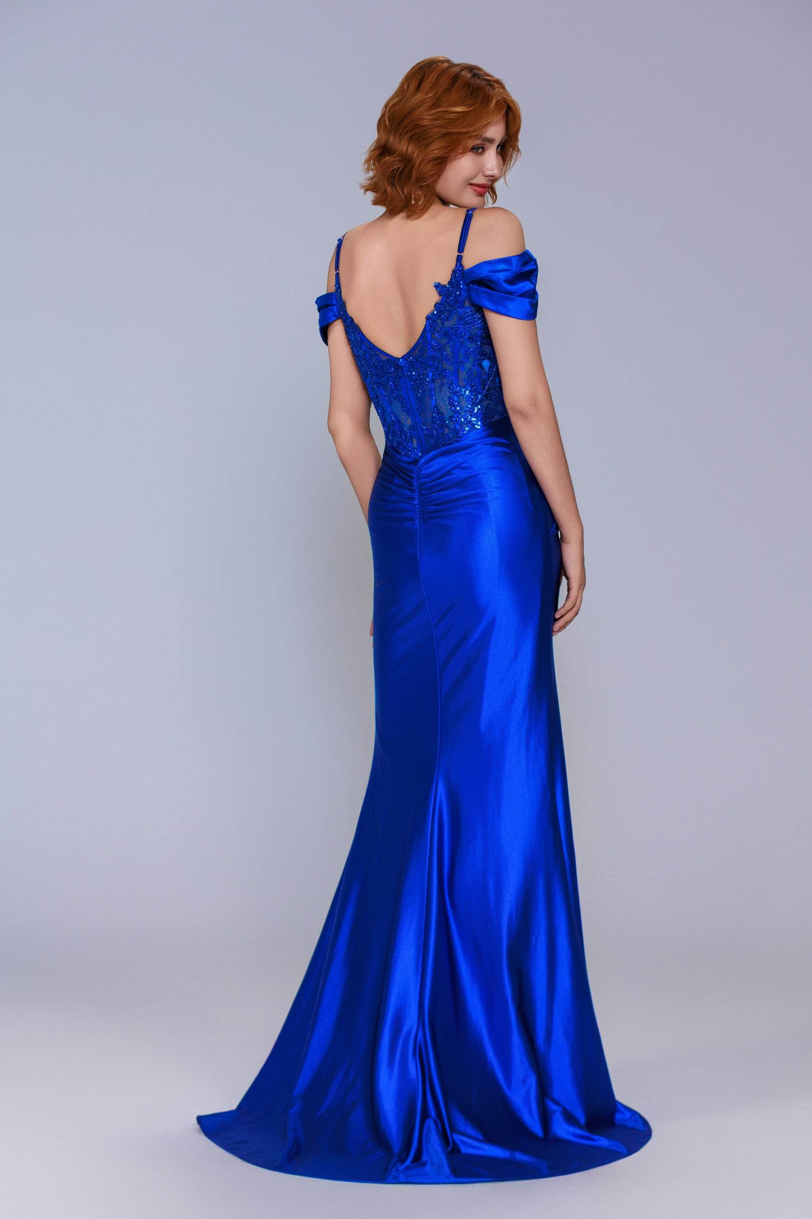 Elegant Sheath Column Sweep Brush Train Stretch Satin Prom Dress for Prom