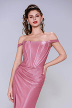 Elegant Sheath Column Sweep Brush Train Stretch Satin Prom Dress for Prom