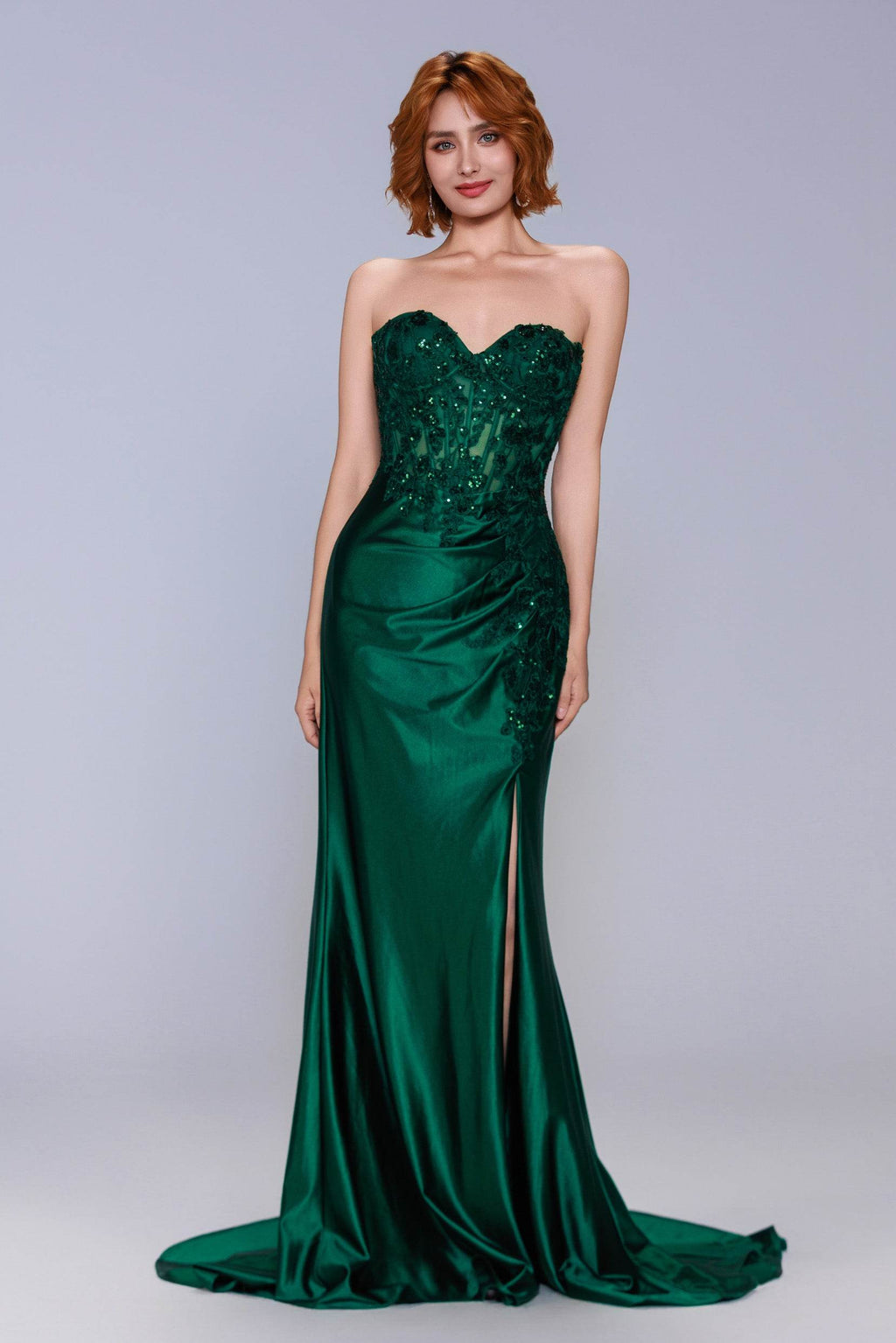 Elegant Sheath Column Sweep Brush Train Stretch Satin Prom Dress for Prom