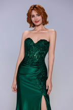 Elegant Sheath Column Sweep Brush Train Stretch Satin Prom Dress for Prom