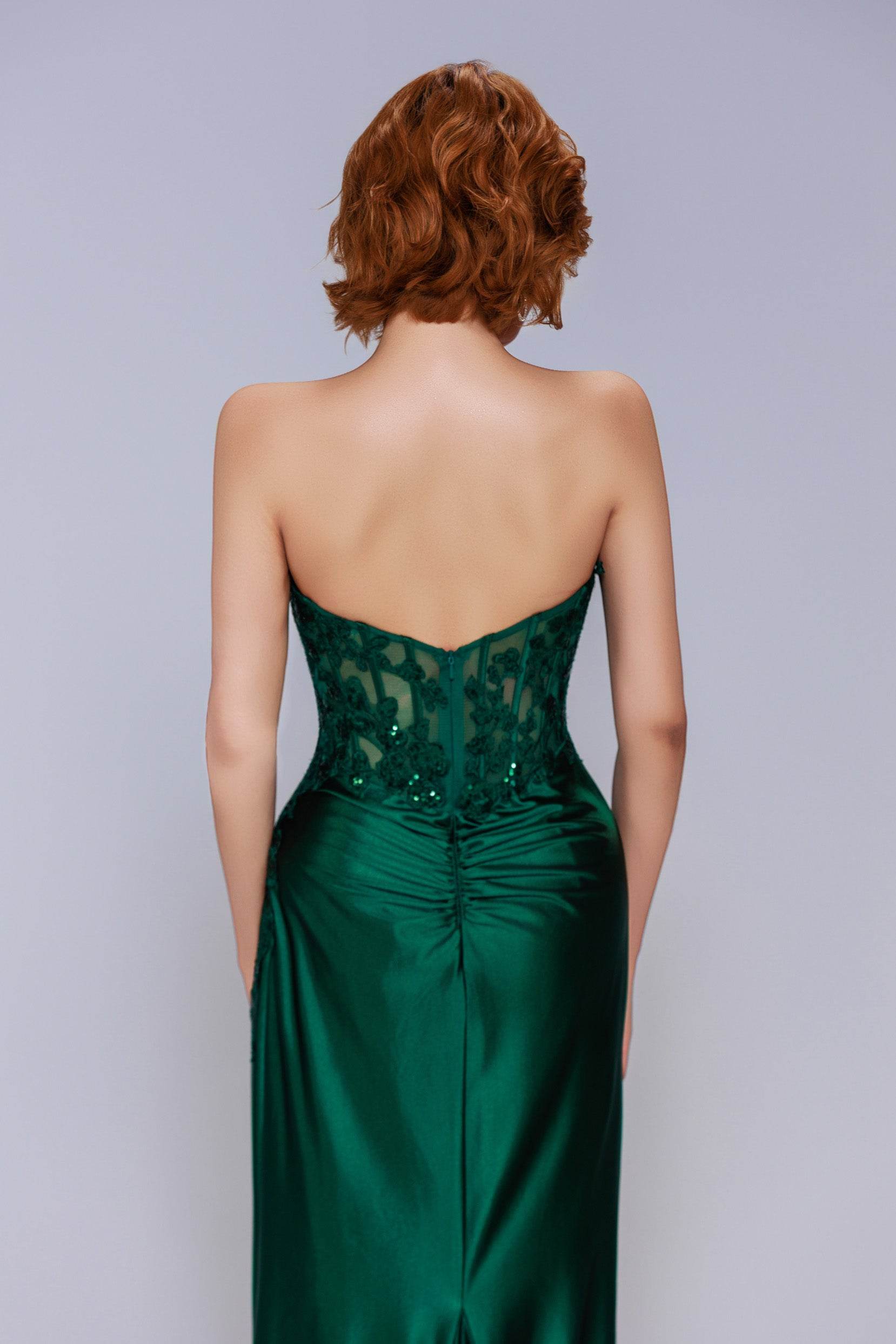 Elegant Sheath Column Sweep Brush Train Stretch Satin Prom Dress for Prom