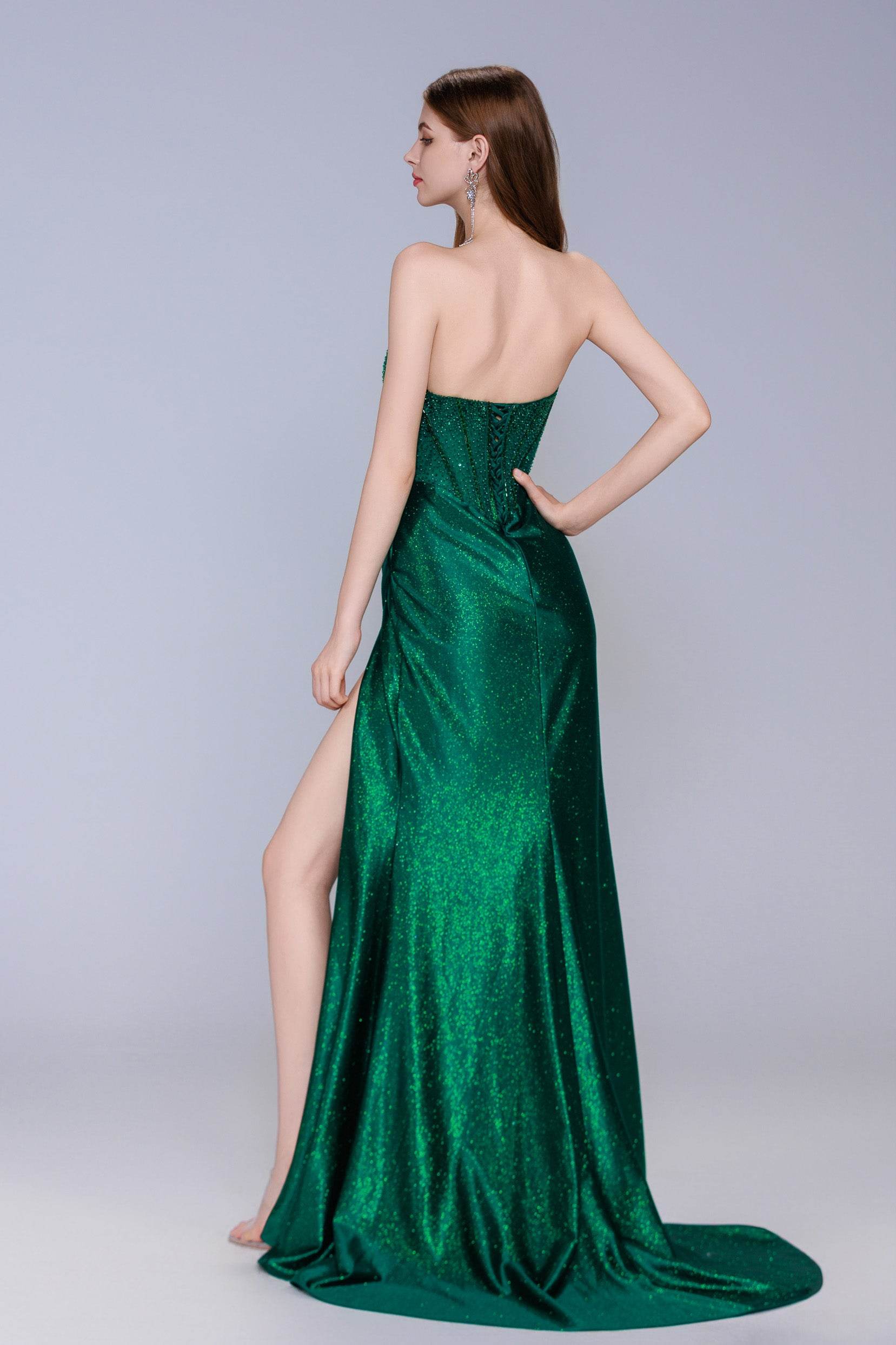 Elegant Sheath Column Sweep Brush Train Stretch Satin Prom Dress for Prom