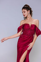 Elegant Sheath Column Sweep Brush Train Stretch Satin Prom Dress for Prom
