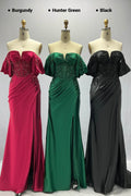 Elegant Sheath Column Sweep Brush Train Stretch Satin Prom Dress for Prom