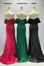 Elegant Sheath Column Sweep Brush Train Stretch Satin Prom Dress for Prom