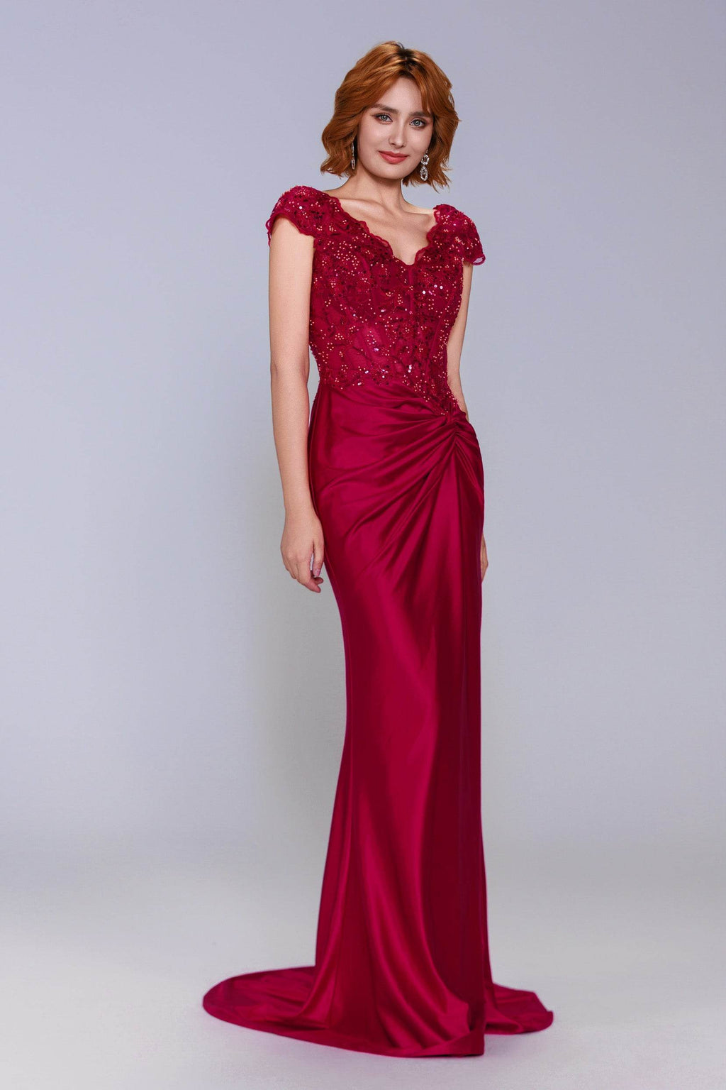 Elegant Sheath Column Sweep Brush Train Stretch Satin Prom Dress for Prom