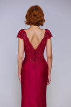 Elegant Sheath Column Sweep Brush Train Stretch Satin Prom Dress for Prom