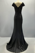 Elegant Sheath Column Sweep Brush Train Stretch Satin Prom Dress for Prom