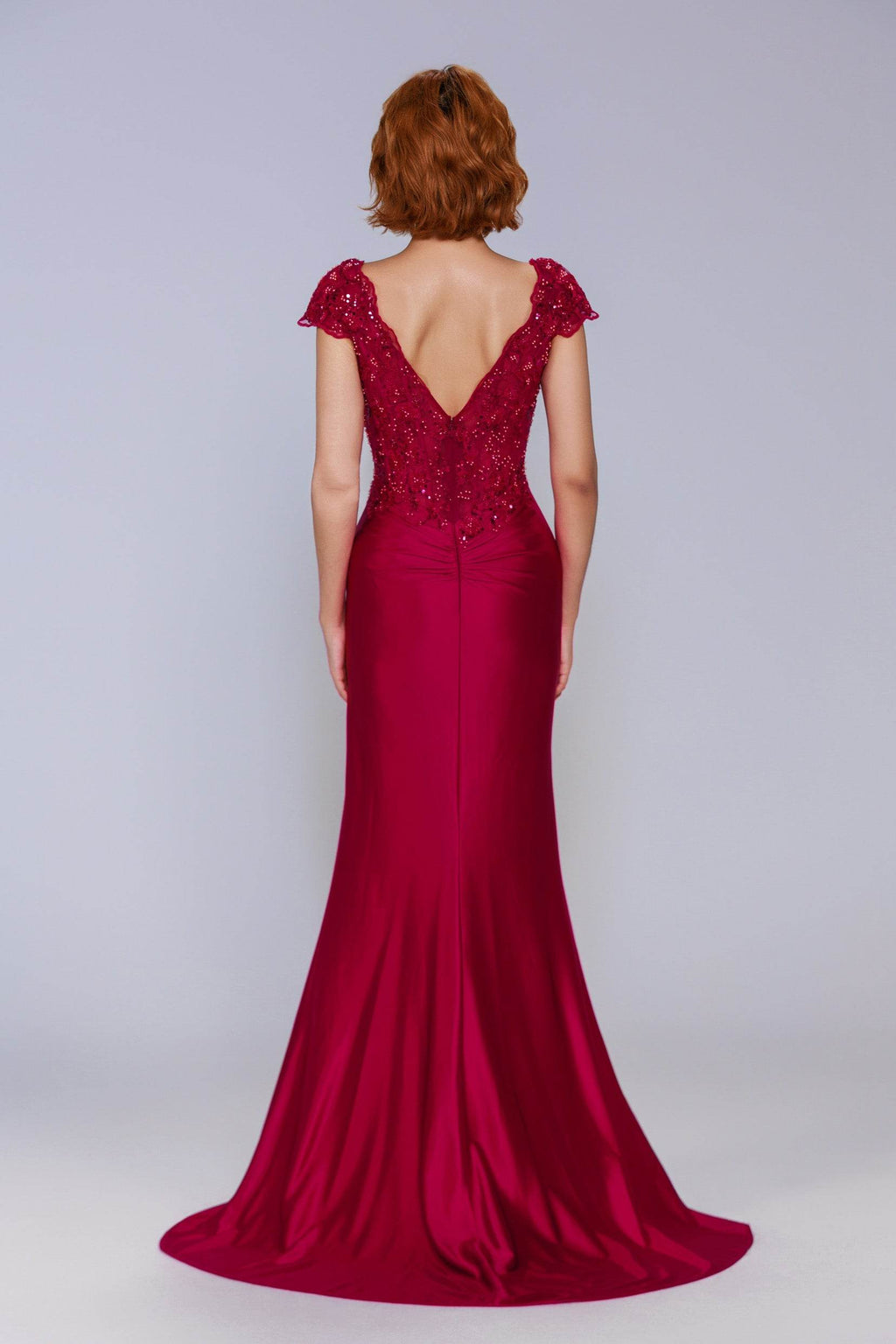Elegant Sheath Column Sweep Brush Train Stretch Satin Prom Dress for Prom