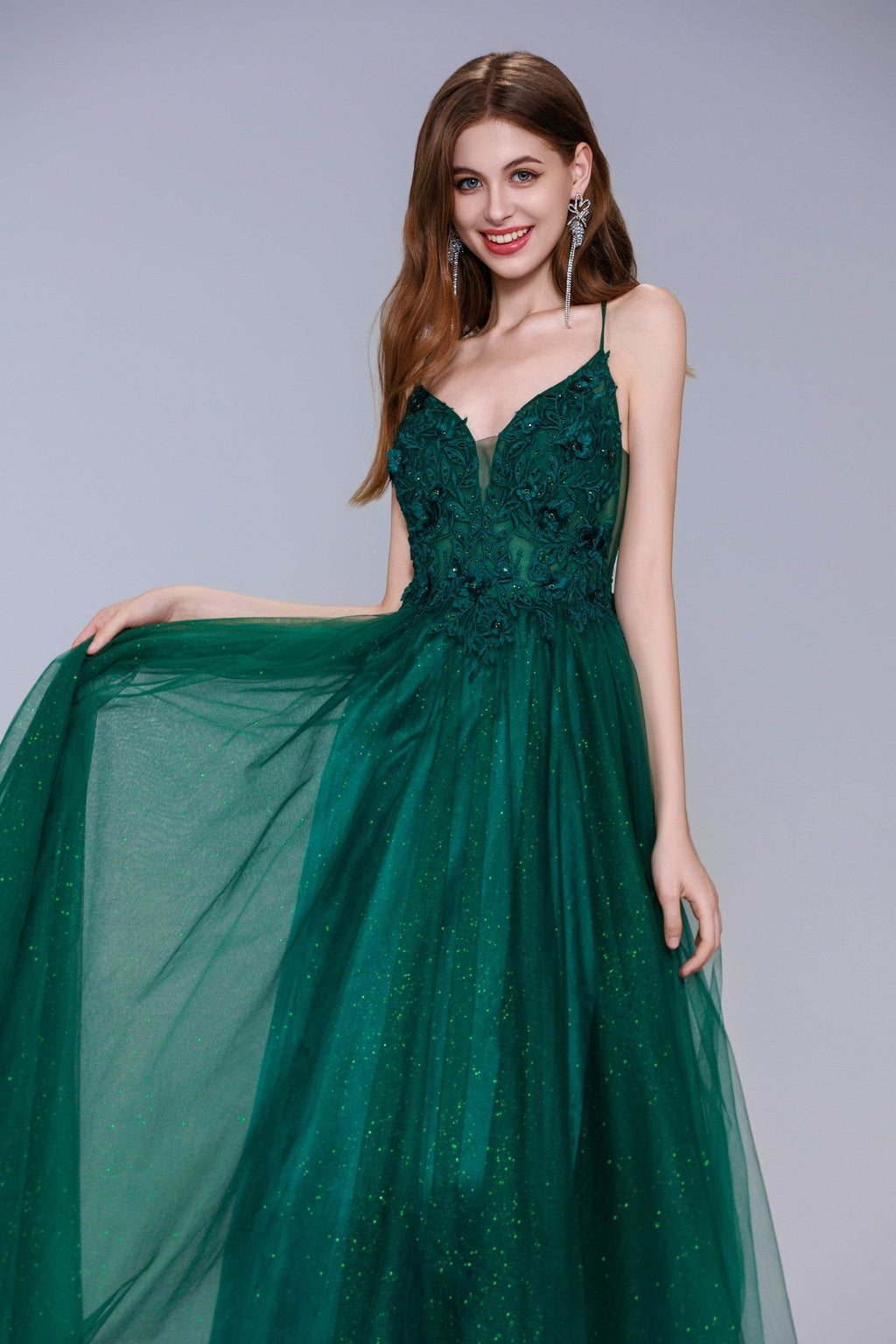 Elegant A Line Maxi Tulle Prom Dress for Prom