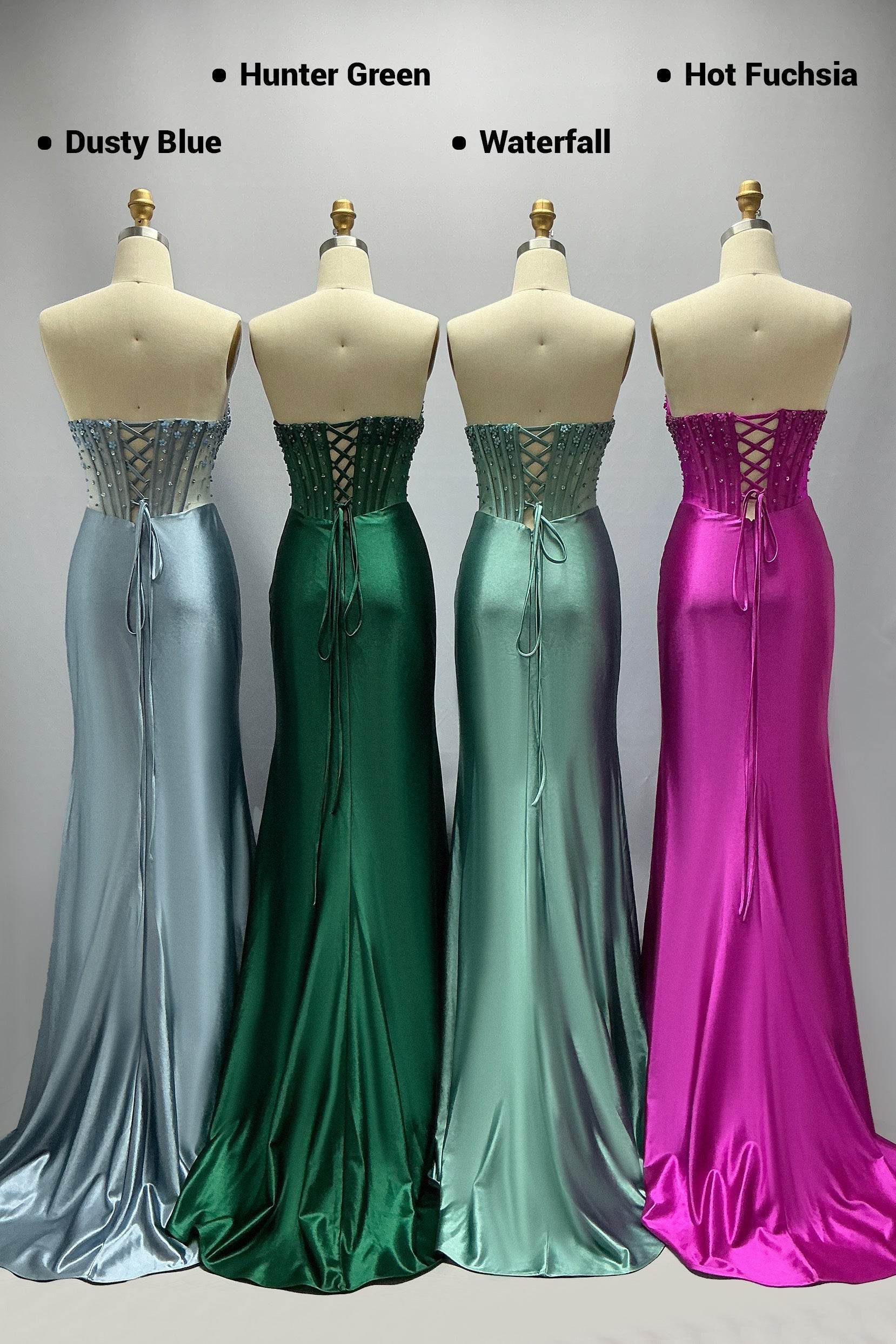 Elegant Sheath Column Sweep Brush Train Stretch Satin Prom Dress for Prom