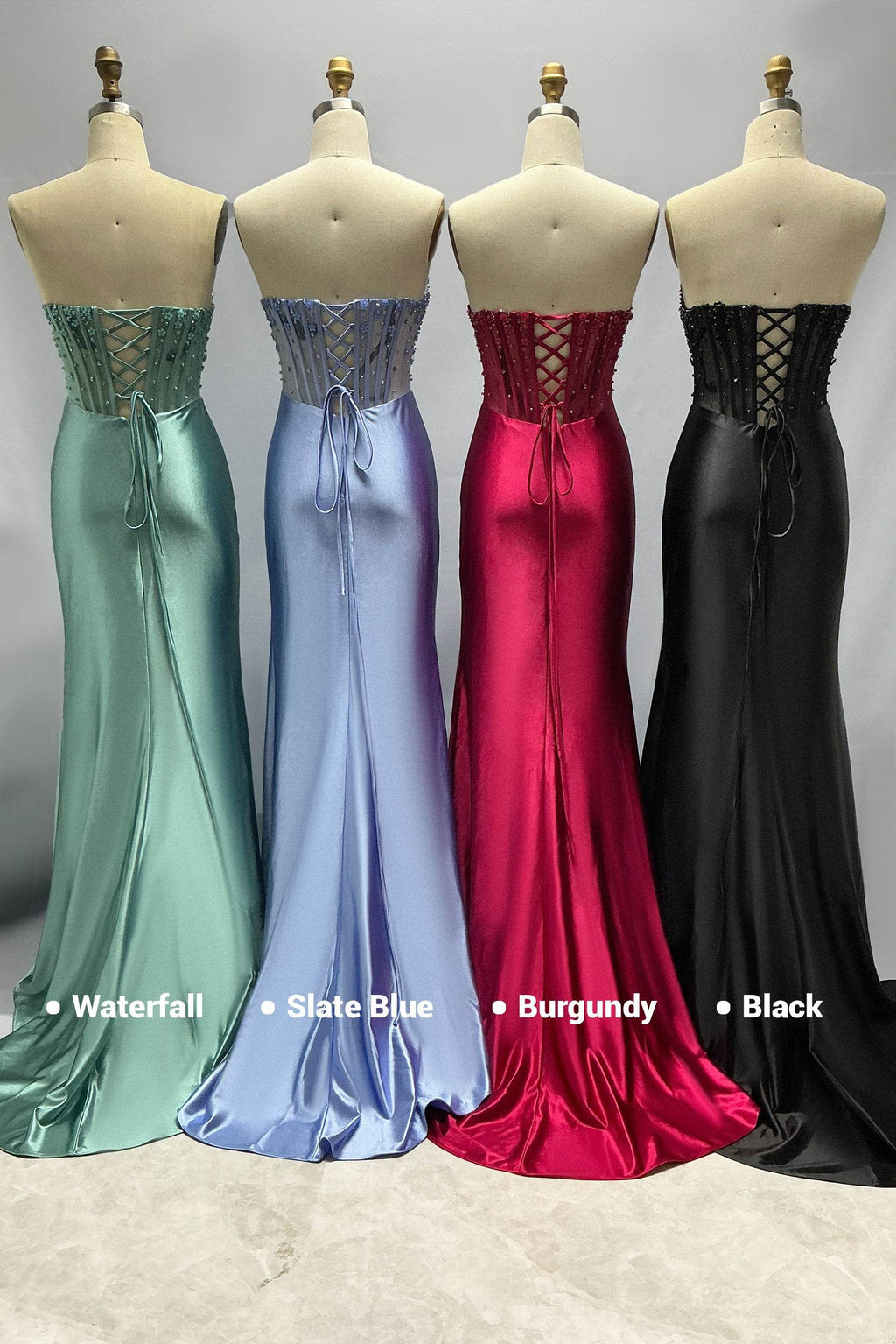 Elegant Sheath Column Sweep Brush Train Stretch Satin Prom Dress for Prom
