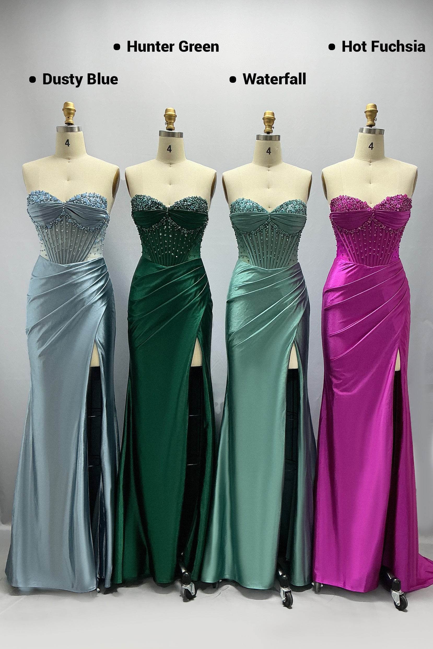 Elegant Sheath Column Sweep Brush Train Stretch Satin Prom Dress for Prom